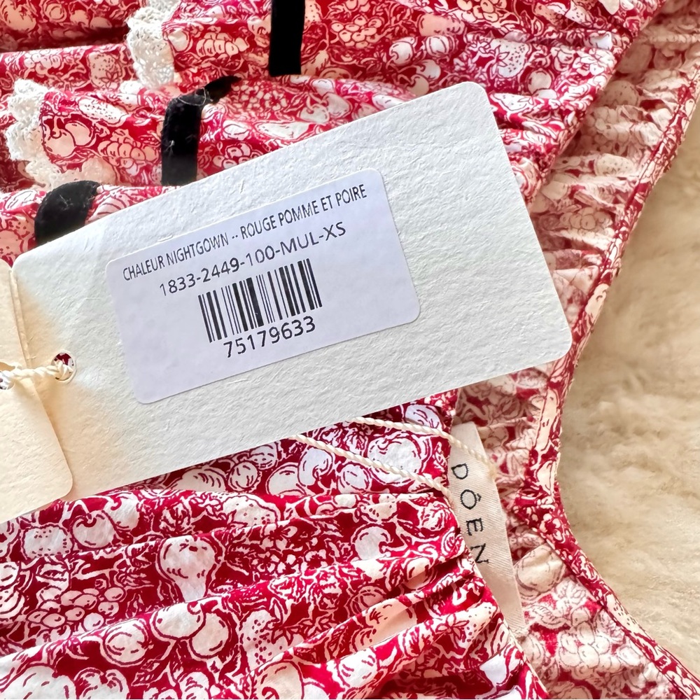 💋SOLD💋✨🍒DÔEN ‘Chaleur’ Nightgown Rouge Pomme Et Poire XS✨ - Picture 8 of 15